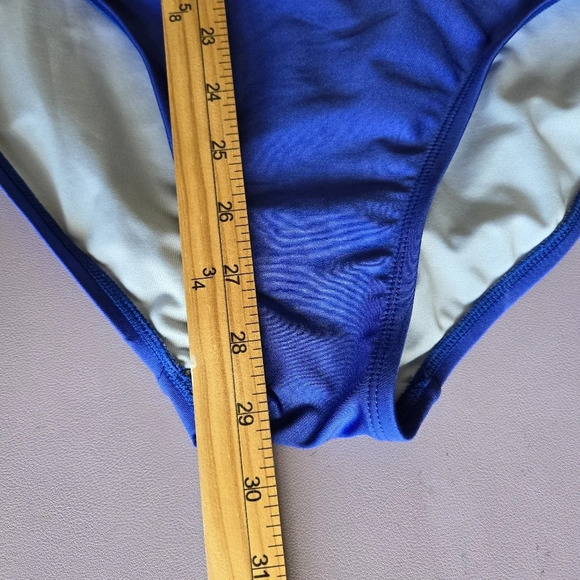 DKNY Plunging Blue Colorblocked One-Piece Swimsuit‎ Size 16 - Picture 9 of 12